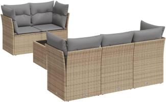 vidaXL 6-tlg. Garten-Sofagarnitur mit Kissen Beige Poly Rattan 3249088