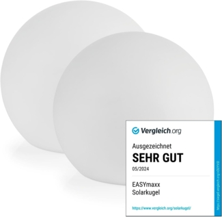 EASYmaxx 2er- Set LED Solarleuchte mit Farbwechsel | Deko Gartenleuchte mit LED Beleuchtung | Wunderschöne Lichteffekte mit Tageslichtsensor In & Outdoor | Gartendeko Witterungsbeständig, Kugel 30 cm