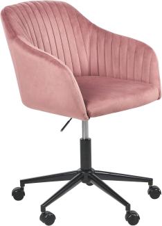 Beliani 'Venice' Bürostuhl höhenverstellbar, Samtstoff rosa, 64x89x64cm