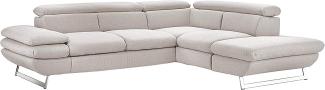 Mivano Ecksofa Prestige, Modernes Bettsofa in L-Form mit Ottomane und Schlaffunktion, Kopfteile und Armteil verstellbar, 265 x 74 x 223, Strukturstoff, beige