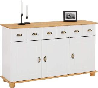 IDIMEX Apothekerkommode Kommode Anrichte Apothekenschrank Sideboard Colmar, Kiefer massiv, in weiß/braun