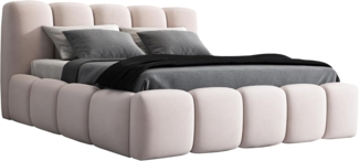 A&J MöbelLand 'Sonic' Polsterbett, Polyester, Beige, 120 x 200, mit Matratze, mit Lattenrost, mit Bettkasten