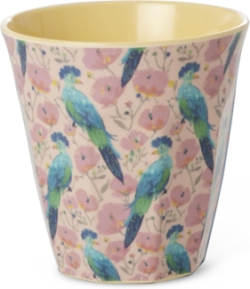 Rice Melamin Becher Exotic Bird Print Hellrosa Vögel Medium