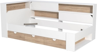 Vente-unique - Bett 90 x 190 cm mit Stauraum - Farbe: Weiß und natürlich - TAMADU