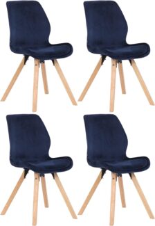 CLP 4er Set Stuhl Luna Kunststoff Stoff Samt Kunstleder,blau Samt