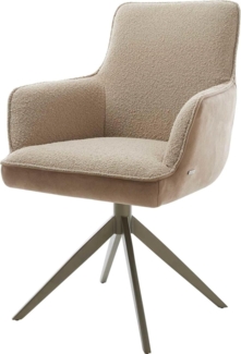 Drehstuhl Heira-Flex mit Armlehnen Materialmix Schlamm Kreuzgestell breit Effektfinish Titan 360° drehbar Wippfunktion Taschenfederkern