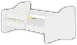 Jugendbett Kinderbett mit Einer Schublade mit Rausfallschutz und Matratze Weiß ACMA Happy 140x70 160x80 180x80 (Weiß, 160x80 cm)