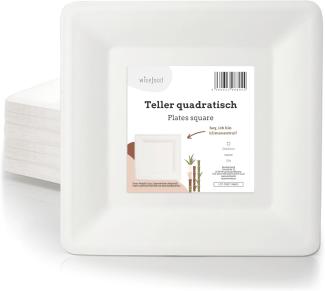 wisefood Einwegteller Zuckerrohr Teller - quadratisch 26 cm Bagasse, (50 St)