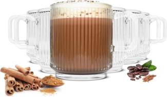 6x Kaffeegläser Teegläser 360 ml Stapelbar mit Reliefstruktur Spülmaschinengeeignet Hitzebeständig – Ideal für Kaffee, Tee, Cappuccino, Latte Macchiato