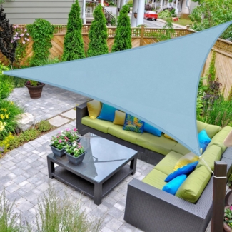 AXT SHADE Sonnensegel Wasserdicht Dreieckig 3 x 3 x 3 m Wetterschutz Sonnenschutz PES Polyester mit UV Schutz für Terrasse Balkon Garten-Graublau