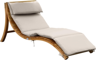 AXI Gartenliege Salina aus Holz Sonnenliege mit Dach & Kissen für den Garten | Beige, braun | Textilien | 186.50 cm