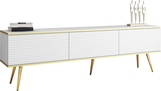 TV Lowboard Orenate MDF 175 mit Füße (Farbe: Weiß / Weiß + Gold)