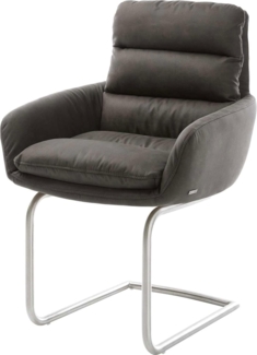 Freischwinger Abelia-Flex mit Armlehnen Mikrofaser Anthrazit Vintage Freischwinger rund Edelstahl