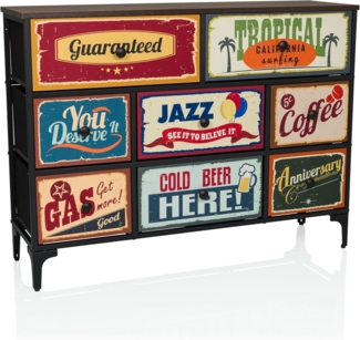 hjh LIVING Kommode AMERIKO B Sideboard H/B/T: 77.5 x 102.5 x 30.0 cm, Schubladenkommode im Vintage-Look mit 8 Schubladen, Retro Sideboard