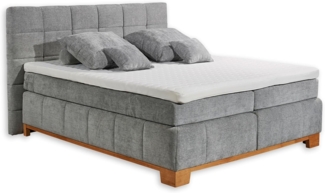 Boxspringbett VIBORG 8 Stoff hellgrau 7-Zonen-TTFK 180x200