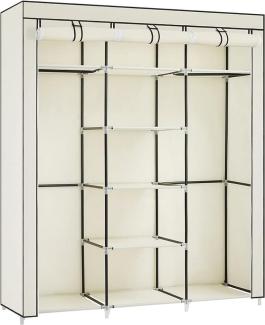 Songmics Kleiderschrank, Faltschrank, Stoffschrank, faltbare Garderobe mit 2 Kleiderstange, 175 x 150 x 45 cm, Beige RYG12M