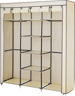 Songmics Kleiderschrank, Faltschrank, Stoffschrank, faltbare Garderobe mit 2 Kleiderstange, 175 x 150 x 45 cm, Beige RYG12M