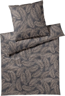Elegante Mako Satin Bettwäsche Maison Leaves 24551-9 Anthrazit 135x200