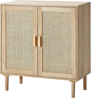 VEVOR Rattanschrank Rattankommode Aufbewahrungsschrank mit 2 magnetischen Türen & verstellbaren Regalen & Griffen, Sideboard-Buffetschrank für Flur Eingangsbereich Wohnzimmer Küche Flur