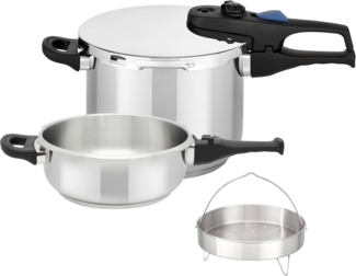 5tlg. Set - XL Schnellkochtopf PRAKTIKA PLUS induktionsfähig / ELO / Topfset / Kochtopfset / Schnellkochtopfset