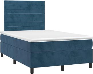 Boxspringbett mit Matratze & LED Samt Dunkelblau 120 x 200 cm