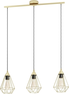 Eglo 'Tarbes' Balken-Hängeleuchte, Stahl messing, dimmbar, E27, 3x40W