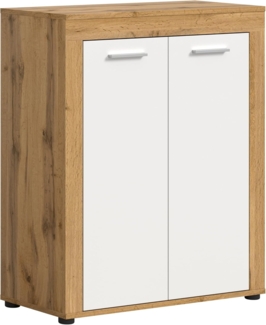 xonox. home Garderobe Jam X8BK6603 Schuhschrank Garderobenschrank Schrank in Wotan Eiche Nb, weiß. ca. 80 x 95 x 35 cm