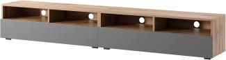 Selsey 'Rednaw' TV-Schrank mit zwei Schubladen Holzoptik Eiche / Hochglanz Grau, 200 cm