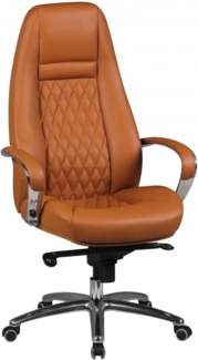 Amstyle 'Austin' Chefsessel mit Hartbodenrollen, Echt-Leder caramel, max. 120 kg