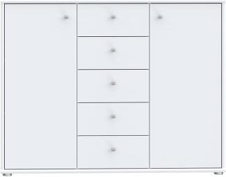 FORTE Tempra2 Kommode, Holzwerkstoff, Weiß, 108,8 x 85,5 x 34,8 cm
