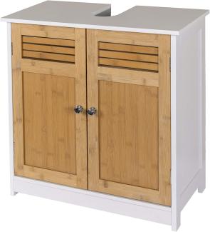 EUGAD Waschbeckenunterschrank Unterschrank Badezimmerschrank Waschtisch Badschrank mit 2 Türe 60 x 30 x 60 cm Weiß/Natur