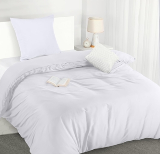 Utopia Bedding Bettwäsche 135x200 Set - Mikrofaser Bettbezug 135x200 cm + 1 Kissenbezug 80x80 cm - Weiß