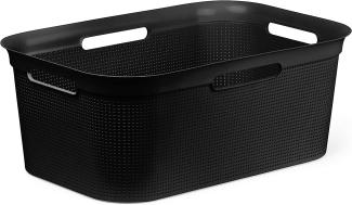 Rotho Brisen Wäschekorb 40 l, Kunststoff (PP), schwarz 40 Liter (60 x 40 x 23,2 cm)