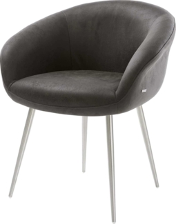 Esszimmerstuhl Vinka-Flex mit Armlehnen Mikrofaser Anthrazit Vintage 4-Fuß konisch Edelstahl Taschenfederkern