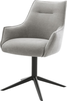 Drehstuhl Alja-Flex mit Armlehnen Strukturstoff Soft Grau Fußkreuz Schwarz 360° drehbar Wippfunktion Taschenfederkern