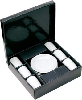 Espresso Tassenset Porzellan 6 x Tassen mit Unterteller Espressotasse 75ml weiß