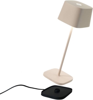 Zafferano - Ofelia Pro Kabellose LED-Tischleuchte aus Aluminium, dimmbar, IP65-Schutz, Indoor/Outdoor Benutzung, EU-Stecker - Höhe: 29cm (Sand) [Energieklasse A+++], LD0870S3