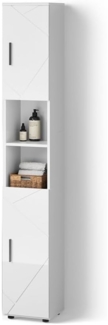Livinity® Hochschrank Ronco, Weiß Hochglanz/Weiß, 30 x 192 cm