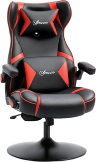 Vinsetto Gaming Stuhl mit Wippfunktion, höhenverstellbarer Bürostuhl, ergonomischer Computerstuhl mit Lautsprecher, Lenden- und Nackenstütze für Spielzimmer Kunstleder Rot+Schwarz