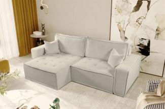 Ecksofa Schlafsofa FLOSI Stoff Raven Creme Ottomane Links