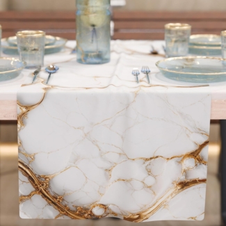PETTI Artigiani Italiani - Tischläufer, modern, elegant, Marmor-Effekt, weiß, 100 % Made in Italy