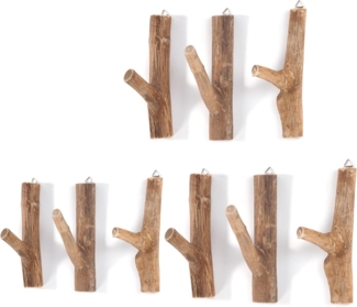 DESIGN DELIGHTS Wandgarderobe Garderobenhaken 9er Set LIMB, Holz massivholz Wurzel, Kleiderhaken,Wa