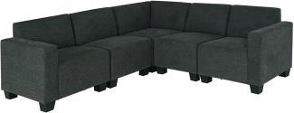 Modular Sofa-System Couch-Garnitur Lyon 5, Stoff/Textil ~ anthrazit-grau