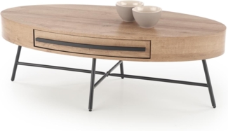 designimpex Couchtisch Design HA-100 Tisch oval Eiche Gold - Schwarz matt Schublade