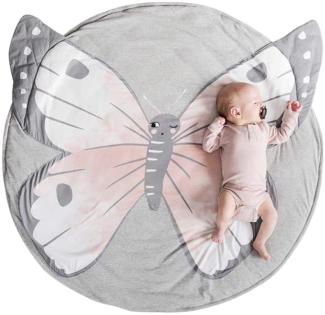 Krabbeldecke für Baby, Schmetterling Krabbeldecke Kinder Spieldecke Baumwoll Weicher Teppich Kissen Runde Decke