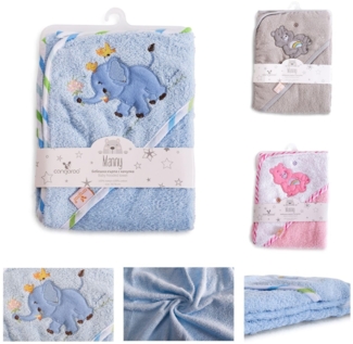 Cangaroo Baby-Kapuzenhandtuch Manny 76 x 76 cm Babyhandtuch Tiermotiv Baumwolle blau