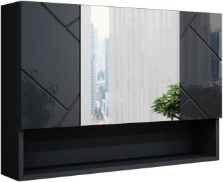 Vicco Spiegelschrank Badspiegel Wandspiegel Irma Anthrazit Hochglanz 80 cm modern Badezimmer Spiegel Badezimmerschrank Badezimmermöbel Spiegeltür Schranktür Hängeschrank Einlegeboden Regal Ablage