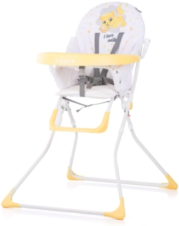 Chipolino Hochstuhl Teddy, klappbar, großer Tisch, verstellbare Fußablage, Gurt gelb
