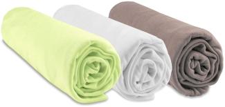 3 Stück Spannbettlaken, 70x140 cm, Kinderbett, 70x140 cm, Bambus, hypoallergen, Anisweiß, Taupe, dehnbar, gesunder Schlaf, Marke Easy Dort | Öko-Tex-Zertifiziert