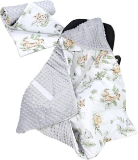 Einschlagdecke 2er SET Baby Einschlagdecke 85x85 für Autositz Babyschale Decke Minky, TupTam
